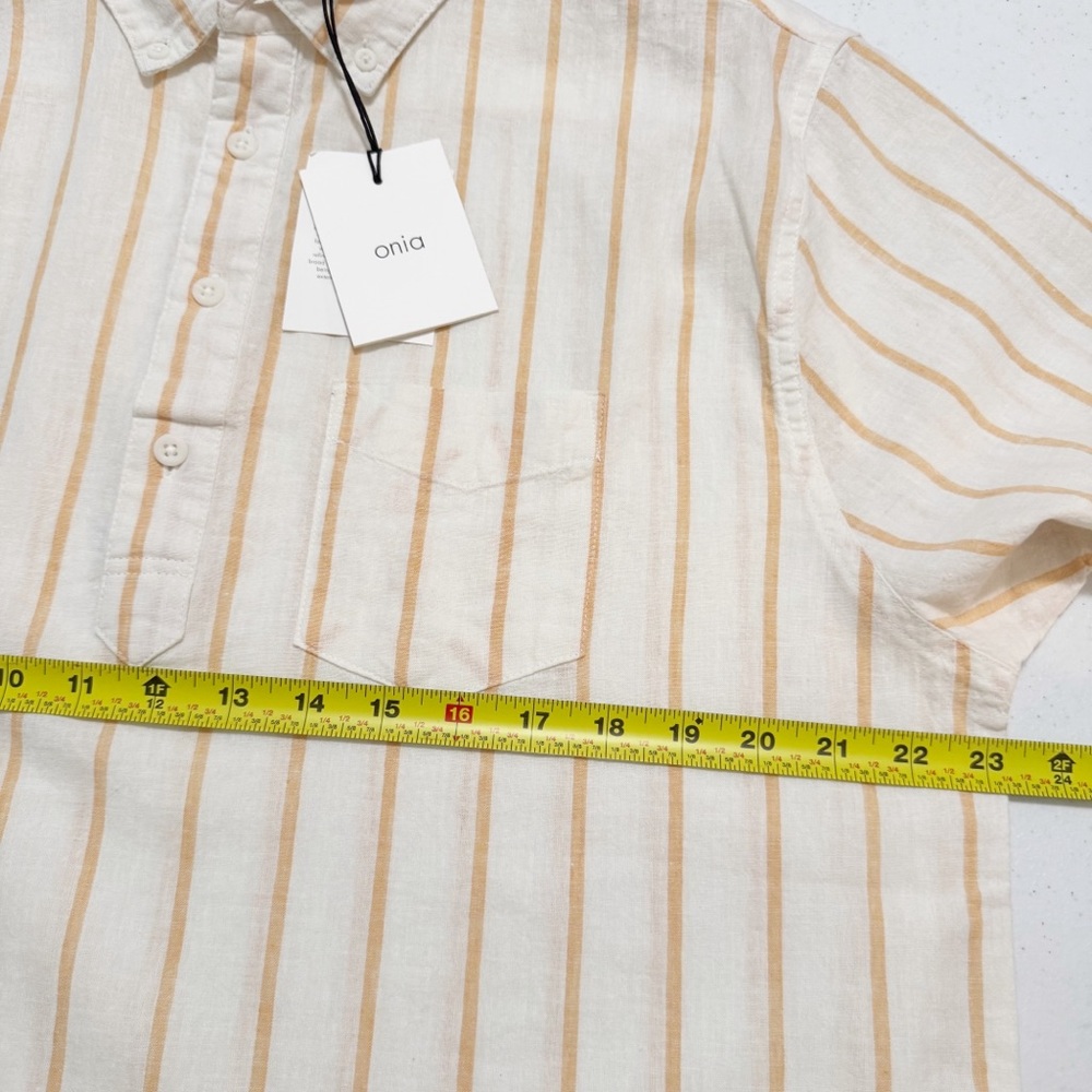 Onia Linen Blend Single Stripe Josh Pull Over Shirt NWT Large - Picture 11 of 15